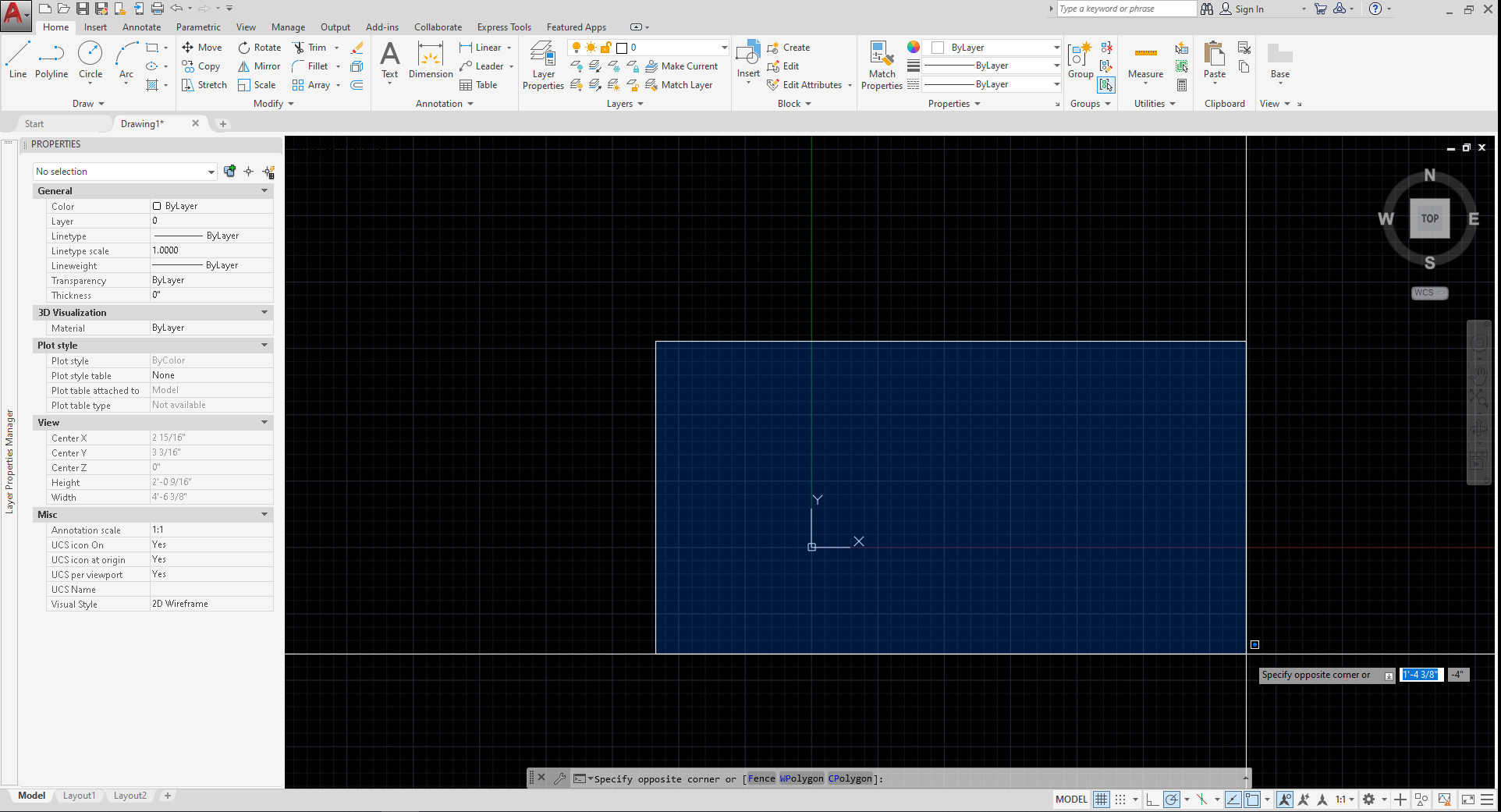 This image shows the result of window selection on AutoCAD software. The window selection shows in blue color.