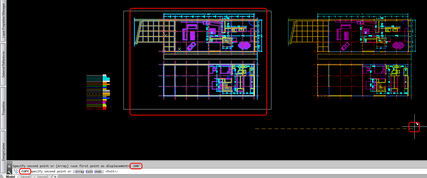 This image shows the process image copying floor plans for a section drawing.