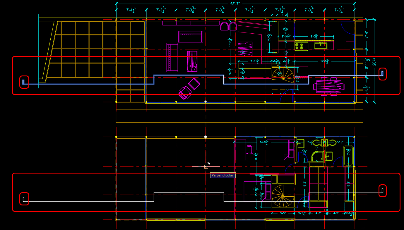 This image shows how to draw lines on the floor plans for the section view.