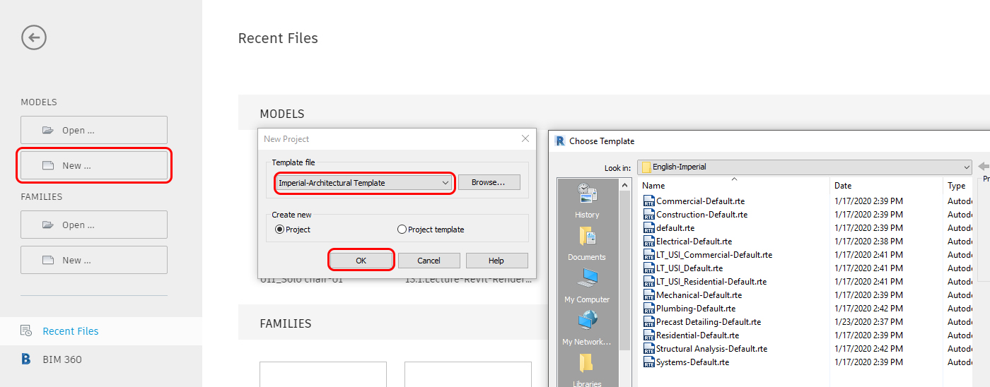 This image shows how to create a New file using the template file.