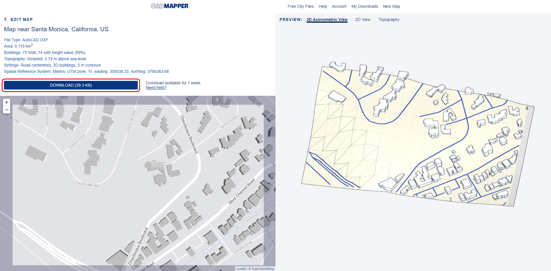 This image shows the CAD mapper website for the Eames house project.