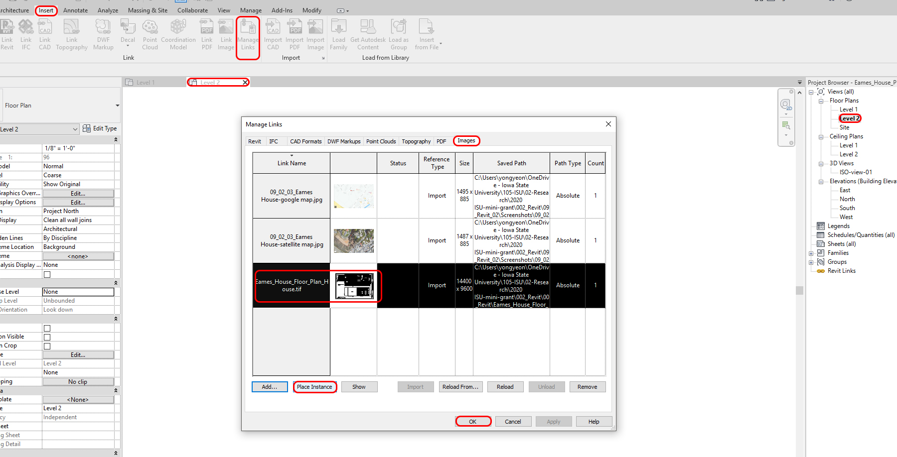 This image indicates how to import image drawing using manage links