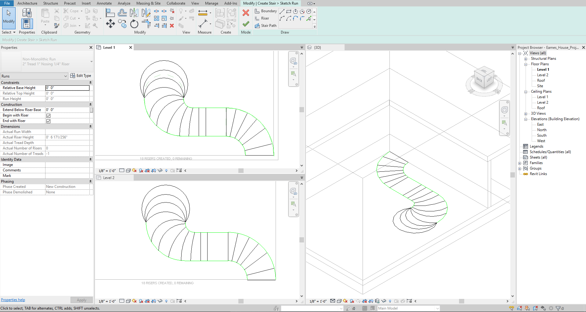 This image shows the sketches for the custom stair.