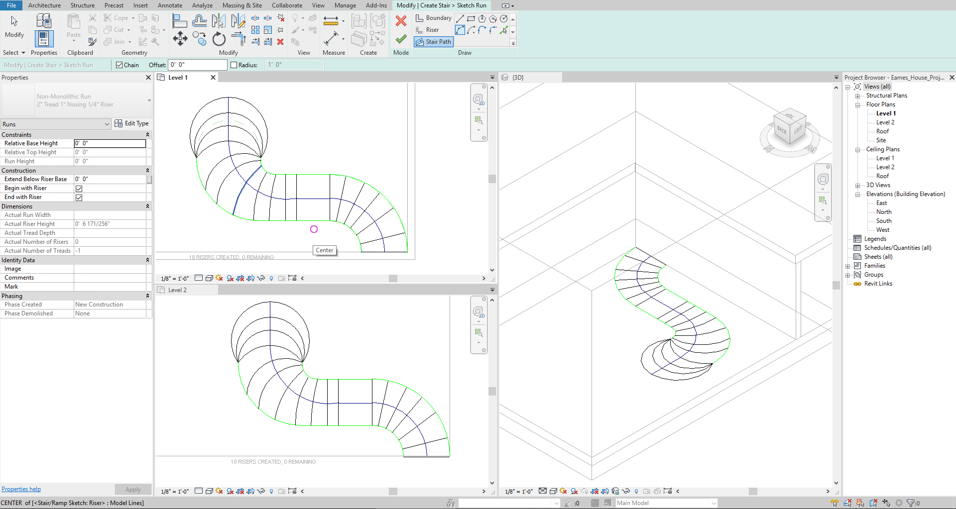 This image shows the sketches for the custom stair.