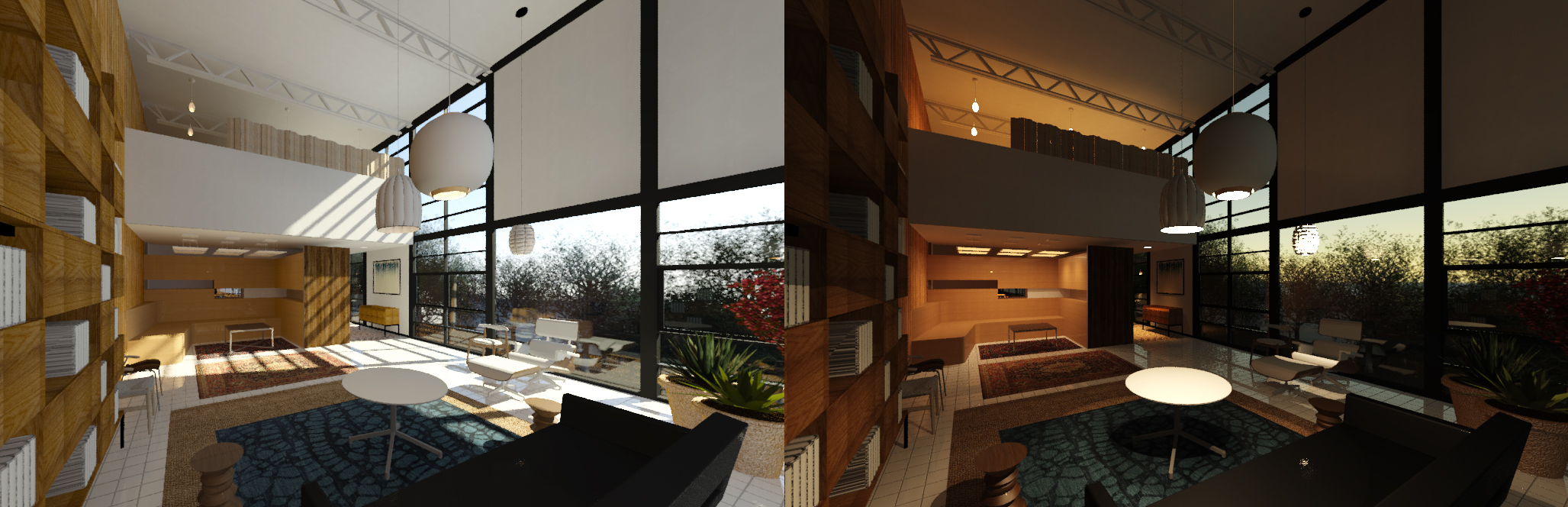 This image shows the session highlight presenting the rendered daytime perspective view and the rendered nighttime perspective view. This is the expected result at the end of this lecture.