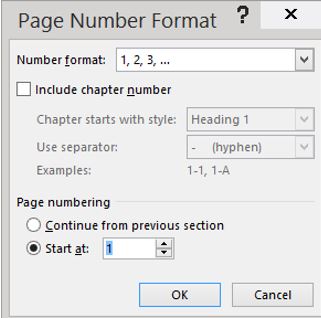 Page Number format