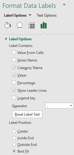 Format Data Labels task pane