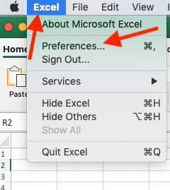 Preferencias de Excel para Mac