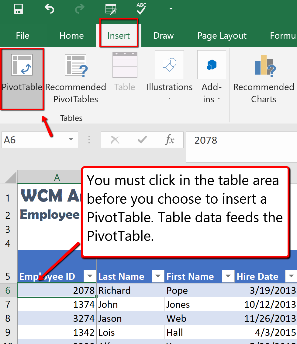 Captura de pantalla de la ventana de Excel mostrando la pestaña Insertar