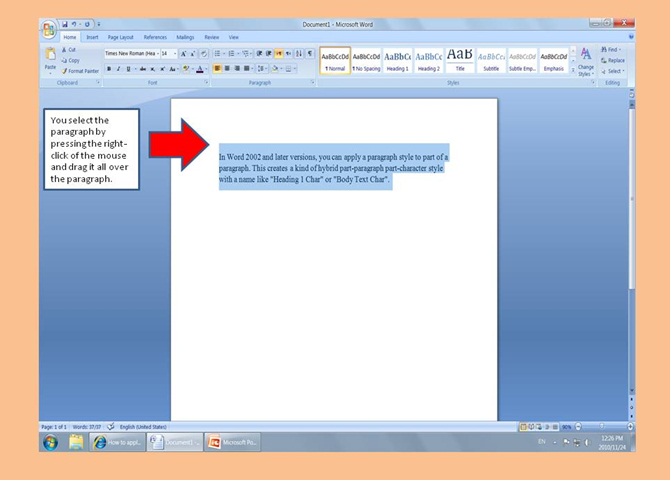 step one visual for selecting in documents