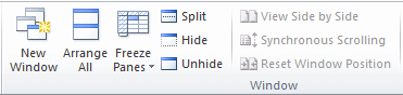 Ribbon: View: Window tabgroup (Excel 2010)