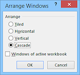 Dialog: Arrange Windows (Excel 2013)