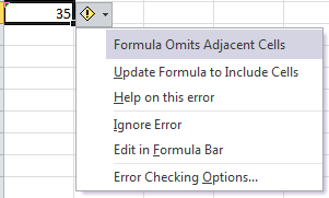 Button: Trace Error Options - omits adjacent cells with numbers (Excel 2010)