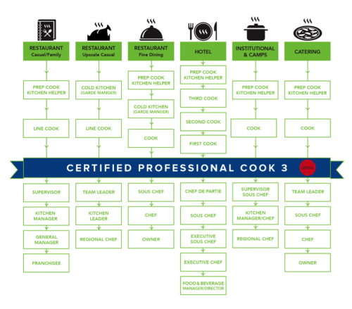 Career options available to a certified Professional Cook 3. Long description available.