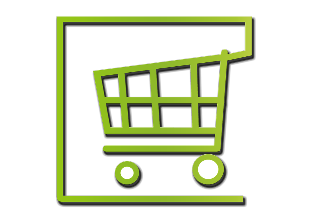 Graphic of a green Internet shopping cart