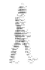 Silhouette of a man composed of ascii code