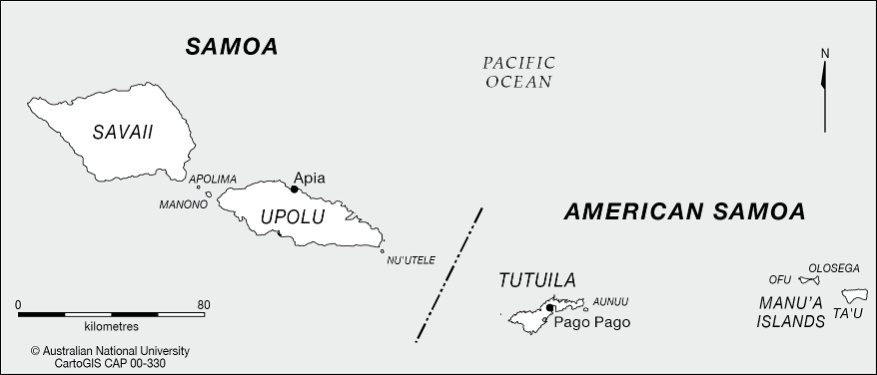 map of the Sāmoan archipelago