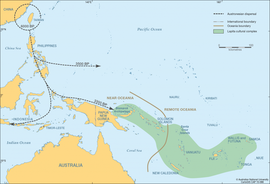 map showing migration patters in Oceania