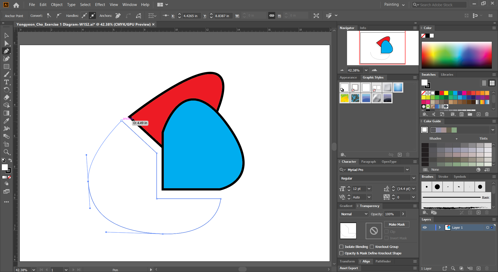 It shows how to draw an object with pen tool.