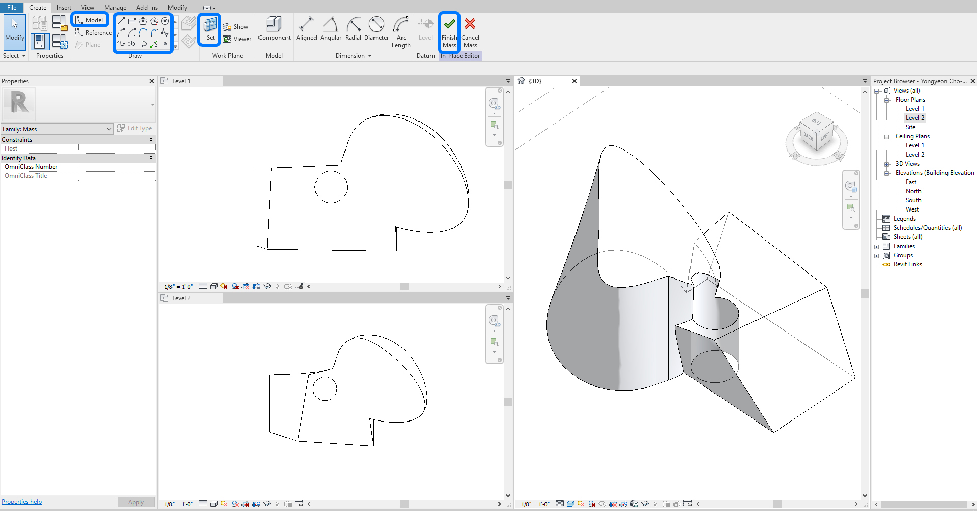 It indicates how to create and edit a mass.