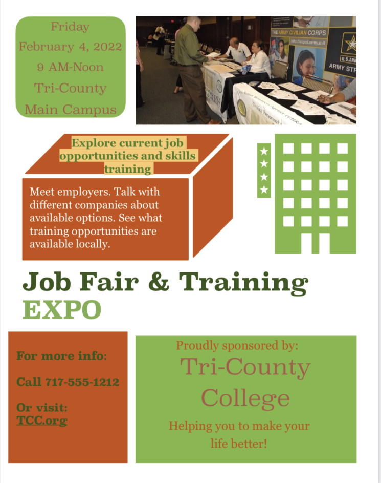 College sponsored job fair poster