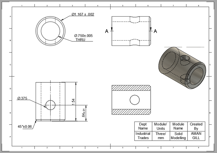 engineering drawing of the sleeve