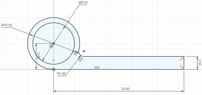 Create hinge step 1 - sketch profile of hinge.