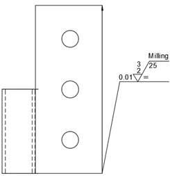 hinge plate with surface finish symbol and specifications