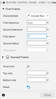 feature control frame dialog box