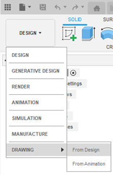 Design menu dropdown with Drawing options open