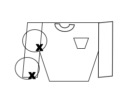 Sketch of shirt showing where the bullet holes are on the right arm