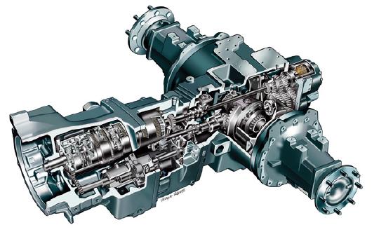 Cutaway illustration of a complex engine showing internal components and mechanisms, highlighting structural design.
