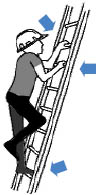 image of man climbing ladder maintaining 3 points of contact