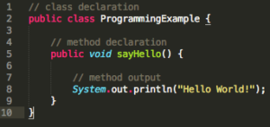 Example program "Hello World" written in Java