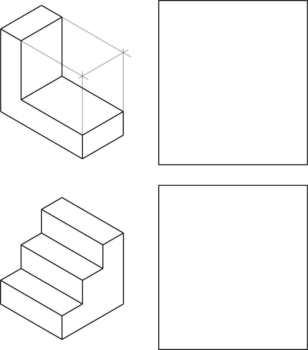 Isometric parts to sketch.