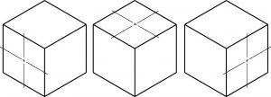 Center marks on isometric cubes