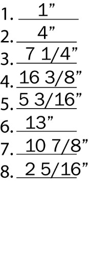 List of fractions that are to be drawn to the given size.