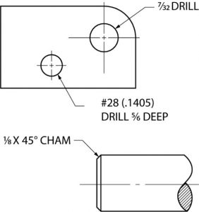 Example of using notes in dimensioning.