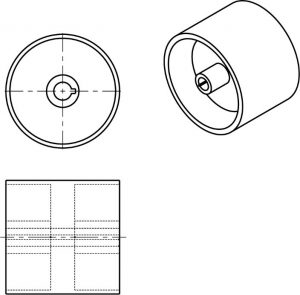 Graphic of a roller needing a section line and view to show inner features and detail.