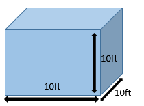 Cube with length, width, and height all measuring 10 feet