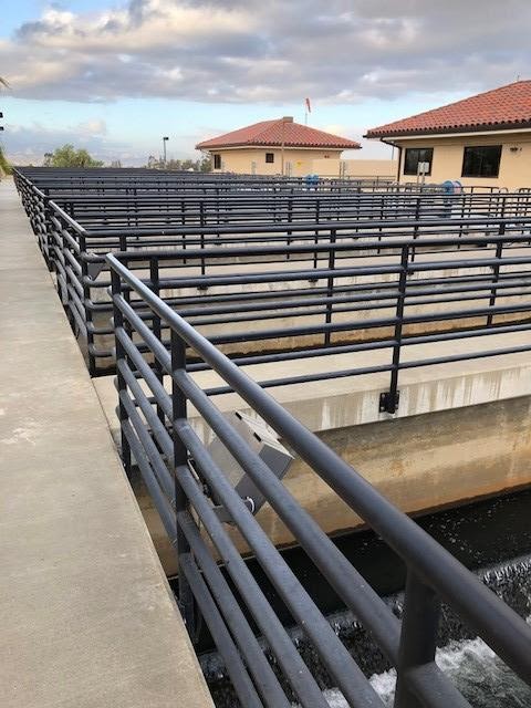 filter deck at a water treatment plant