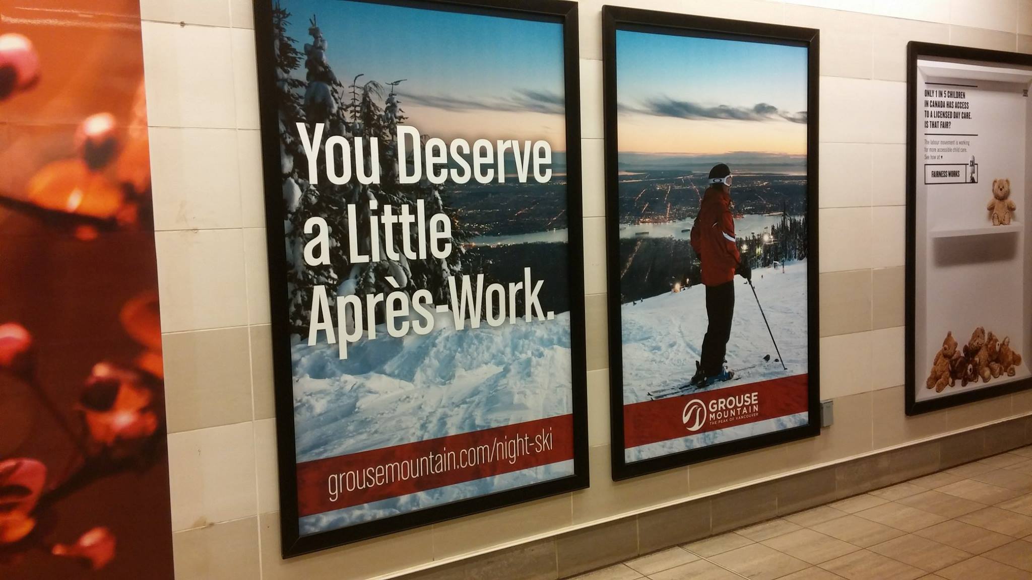 An ad for skiing, saying, "You deserve a little après-work."