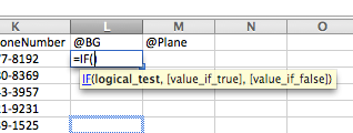 logical test in a spread sheet application