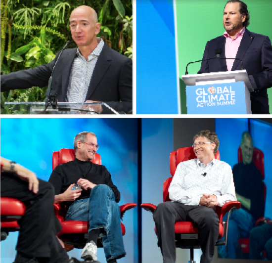 Jeff Bezos, Marc Benioff, Steve Jobs and Bill Gates.