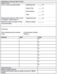A form similar to a table that gets filled out.